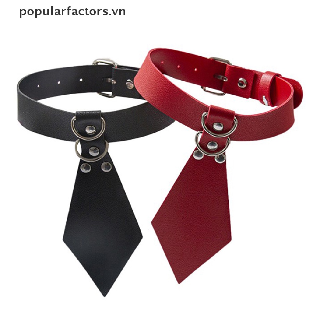 Vòng Cổ Choker Da PU Màu Đen Phong Cách Punk Rock Gothic Phổ Biến Cho Nữ