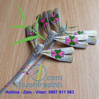 [Hàng tặng không bán] Chuồn chuồn tre 12 bộ 3 con màu bạc