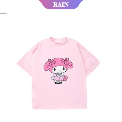 Áo Thun Tay Ngắn Dáng Rộng In Hoạt Hình Sanrio Kulomi My Melody Dễ Thương Thời Trang Xuân Hè Cho Nữ