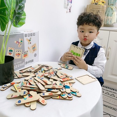 Đồ chơi thông minh cho bé Montessori bộ xếp hình 96 que gỗ học tiếng Anh hiệu quả ETOYS