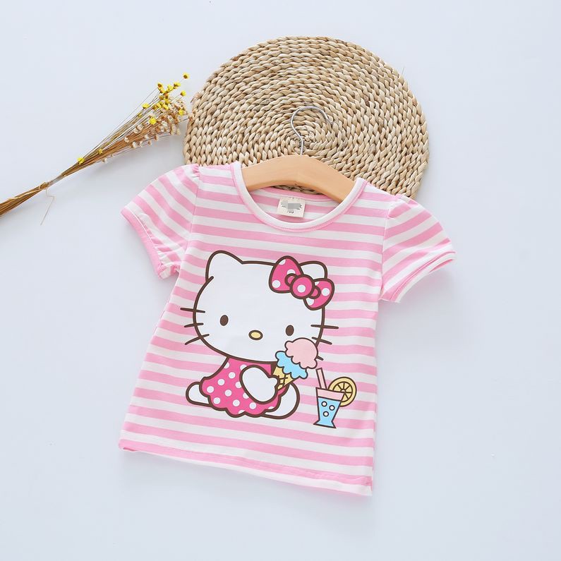 Áo thun tay ngắn in hình Hello Kitty đáng yêu dành cho bé