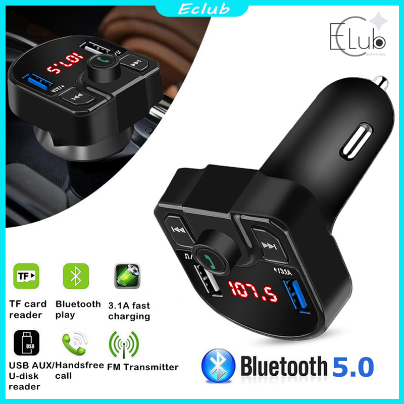 Tẩu Sạc Usb Kép Bluetooth 5.0 Kiêm Bộ Sạc Mp3 Cho Xe Hơi