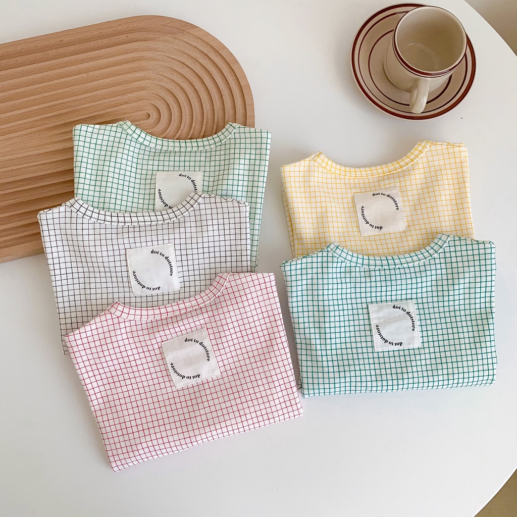 Áo Sơ Mi Tay Dài Sọc Ca Rô Vải Cotton Thời Trang Thu Đông Xinh Xắn Dành Cho Bé 3-36 Tháng Tuổi