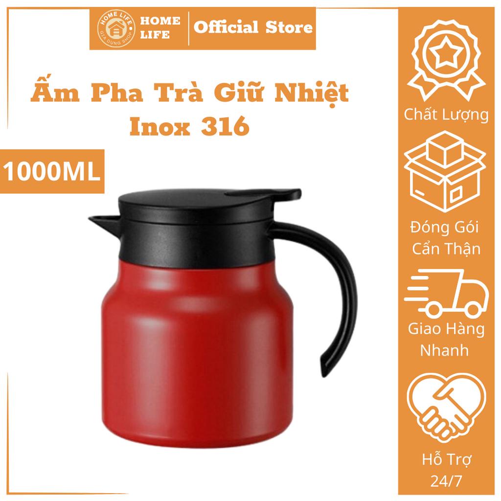 Ấm Pha Trà Giữ Nhiệt Inox 316 LIFE HOME Dung Tích 1 Lít Hàng Cao Cấp- Ca Nước Giữ Nhiệt APT316