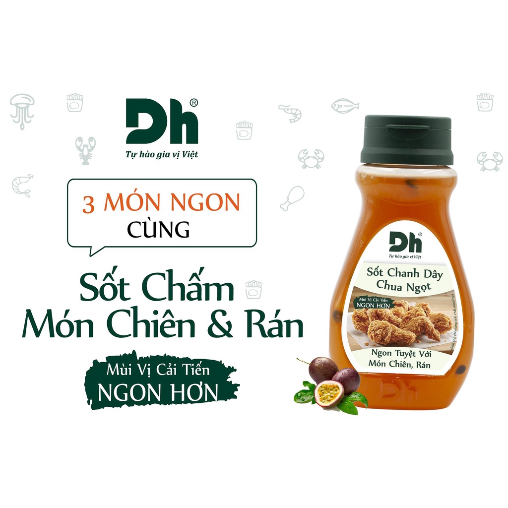 Sốt chanh dây chua ngọt Dh Foods nước chấm gà rán tôm chiên thơm ngon 200gr