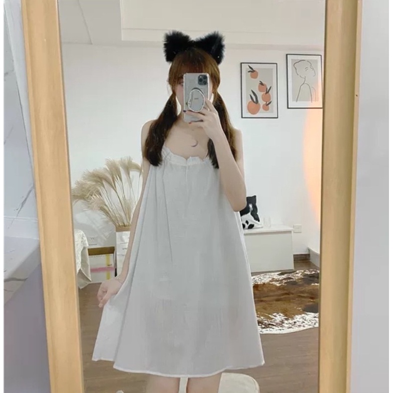 Váy ngủ trắng hai dây ngọt ngào trong sáng | BigBuy360 - bigbuy360.vn