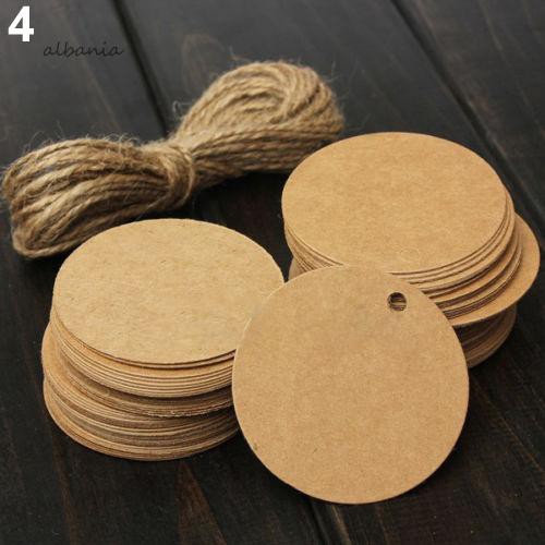 Bộ 100 Tag giấy gắn quà tặng gồm nhiều hình dạng chất liệu giấy kraft