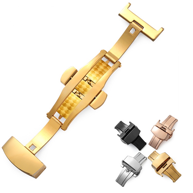 Khóa bướm TỰ ĐỘNG vân vảy cá cho dây đồng hồ đeo tay bằng thép không gỉ size 16 18 20 22mm