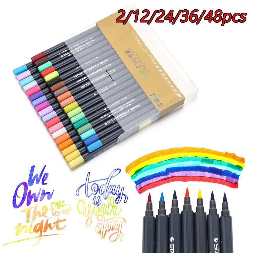 Set 2 / 12 / 24 / 36 / 48 Bút Lông Màu Nước Ngòi 0.8mm Không Độc Hại Chống Thấm Nước Cho Bé