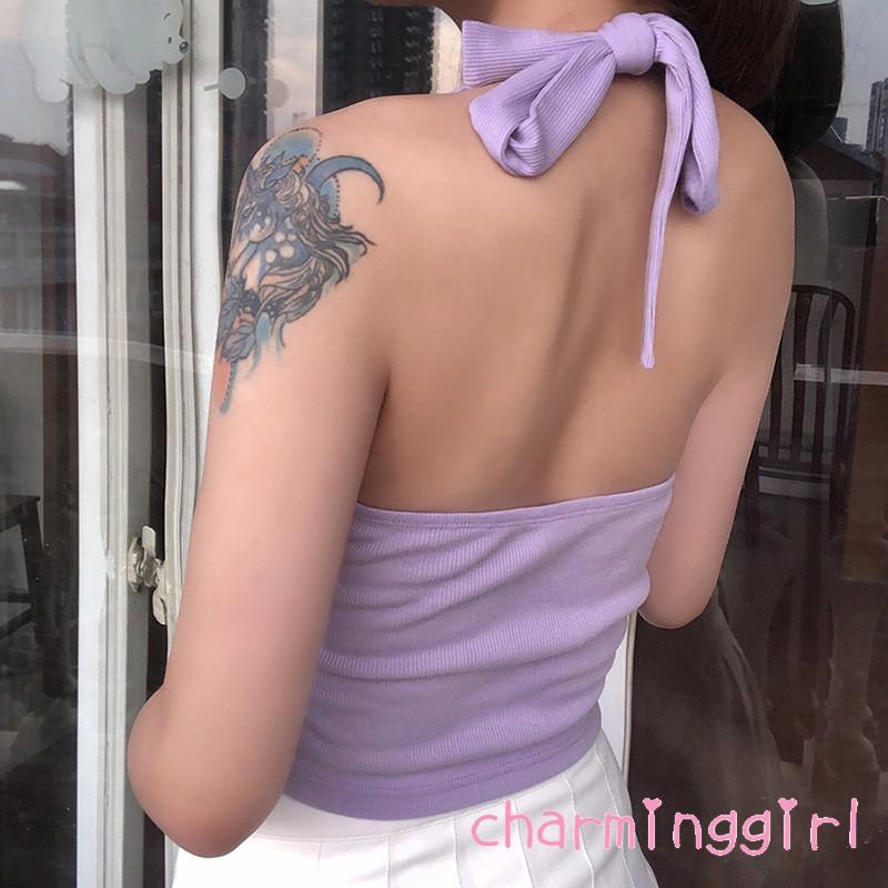 Áo Hai Dây Hở Lưng Màu Trơn Quyến Rũ Cho Nữ