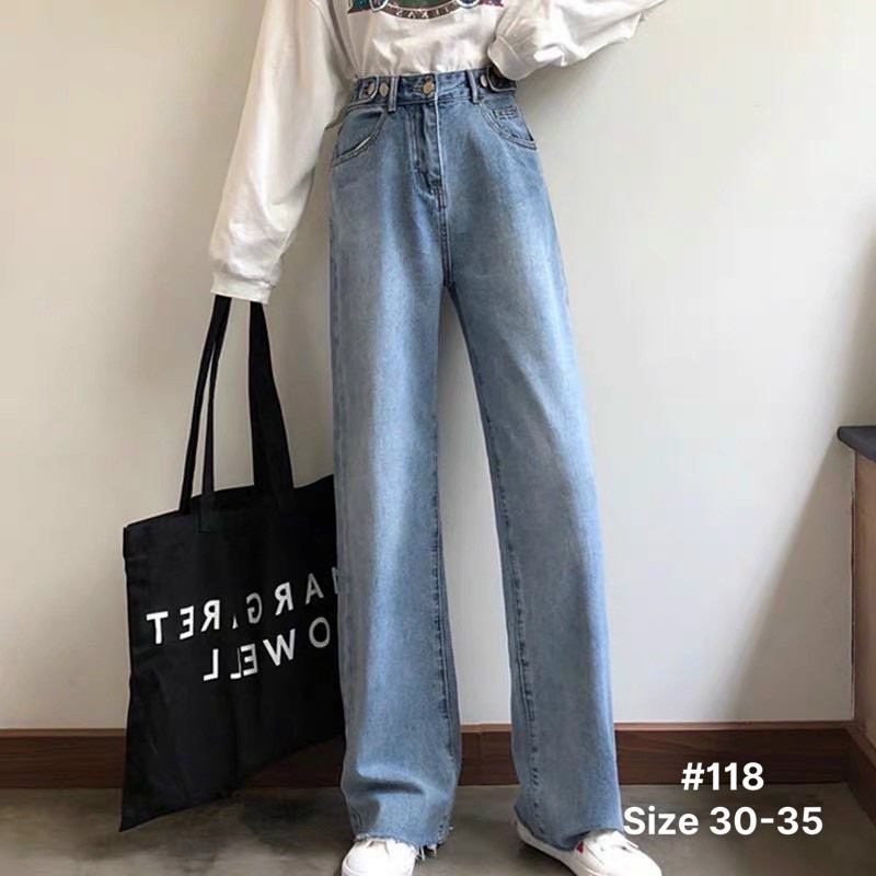 Quần Baggy Jean Nữ Lưng Cao Kiểu Bigsize Đến 80kg Size 30 Đến 35 Hàng VNXK Ms118