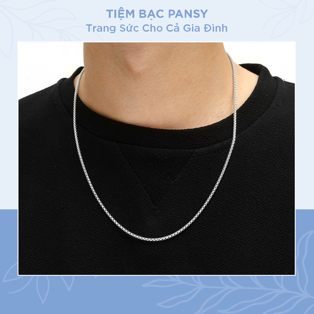 Dây chuyền bạc nam PANSY - Vòng cổ hộp vuông cao cấp bằng bạc ta thật cho nam giới