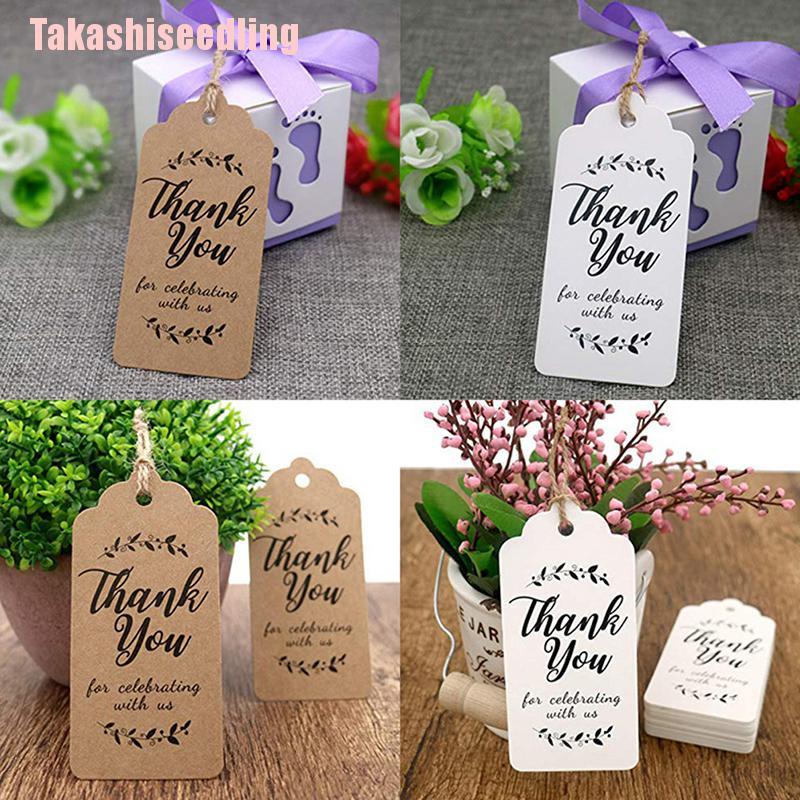 Set 100 Tấm Thiệp Giấy In Chữ Thank You Dùng Làm Quà Tặng
