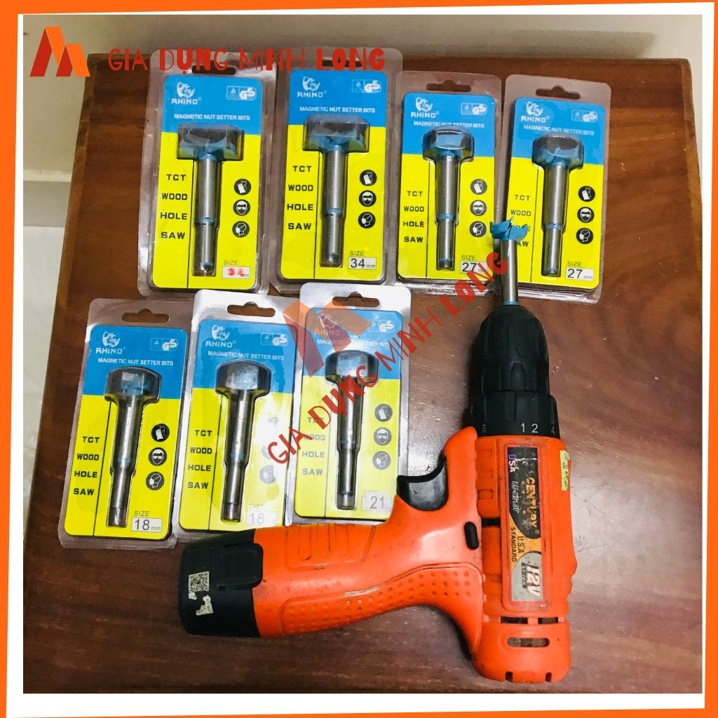 Mũi khoét lỗ, Mũi Khoét TCT, Gỗ, Hole, saw Đủ Size Φ18; Φ21, Φ27, Φ34 thương hiệu RHINO