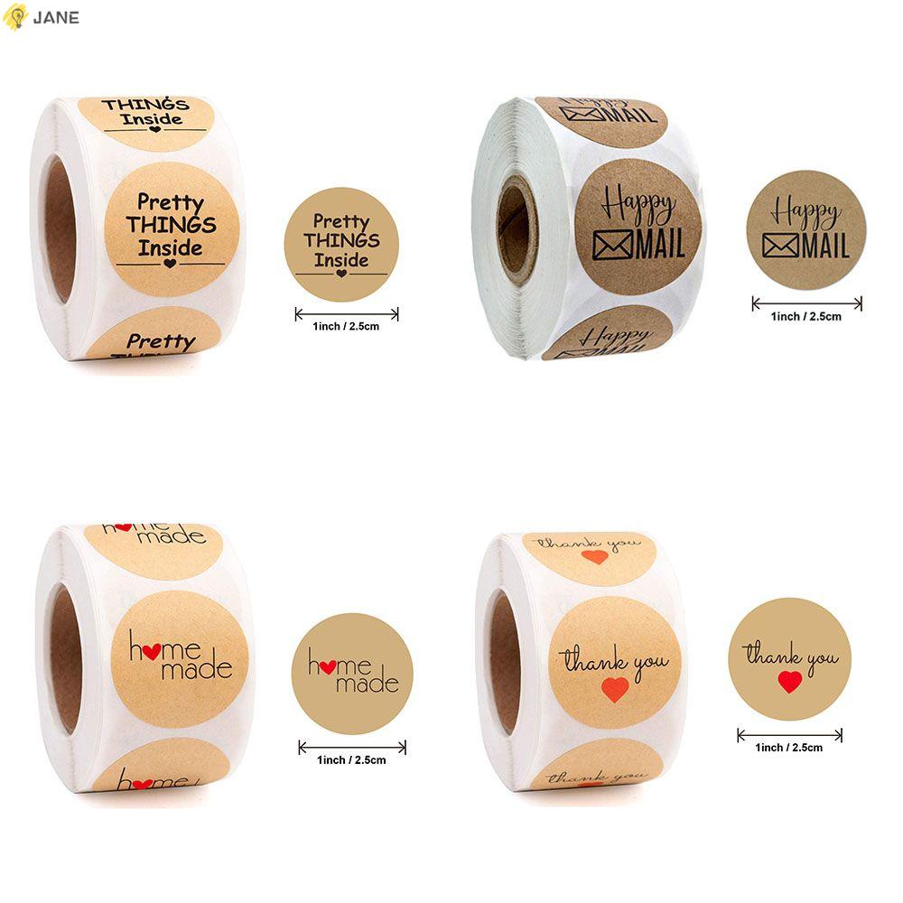 Set 500 miếng dán hình tròn 2.5cm in chữ Thank You phong cách cổ điển dùng trang trí túi quà