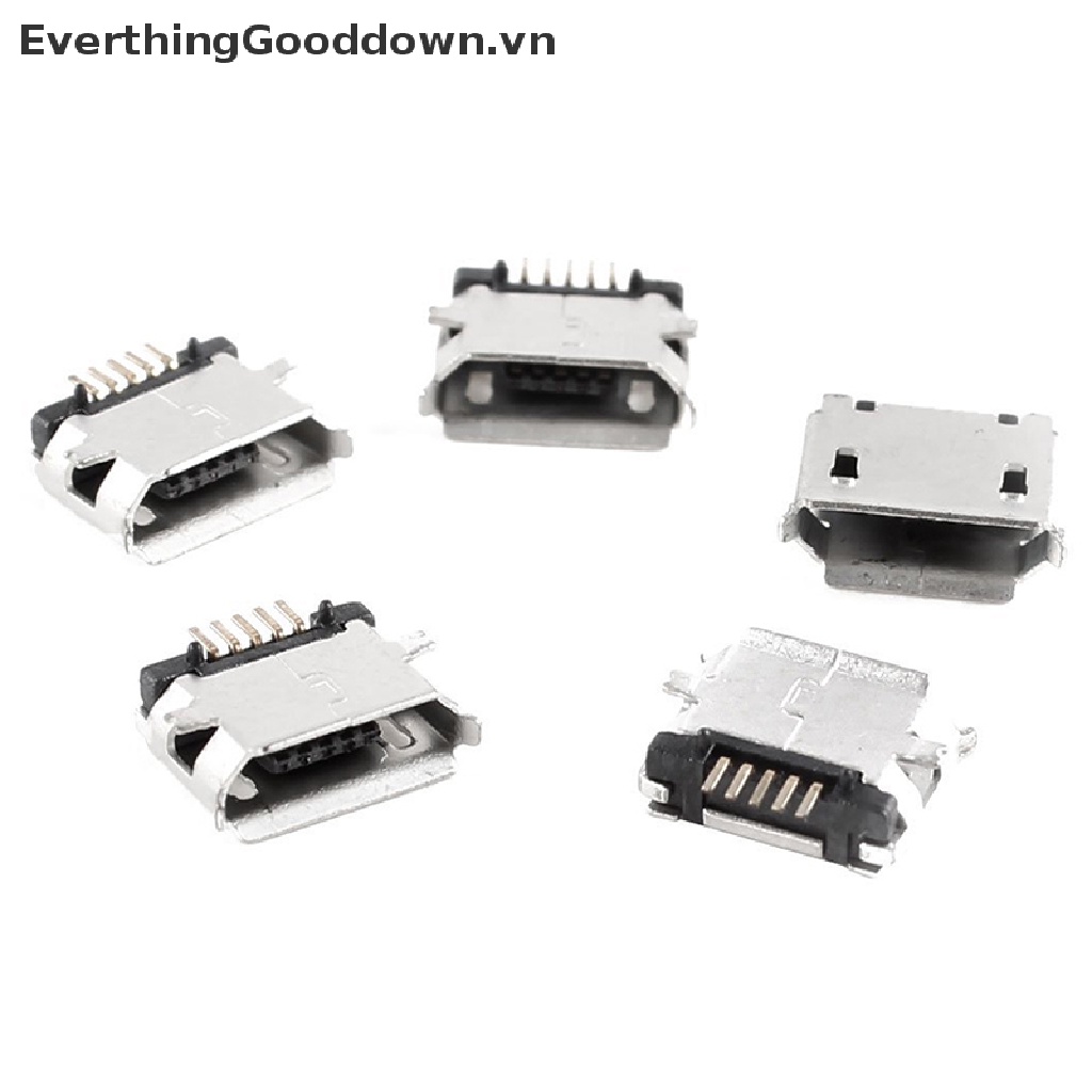 Everthingooddown 20 Cái Ổ Cắm Micro USB Type B Cái 5-Pin 180 SMD Hàn