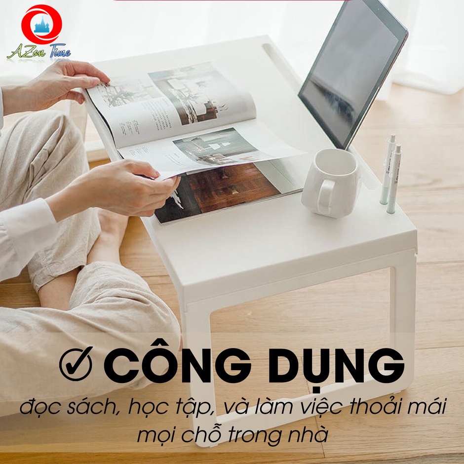 [HÀNG XUẤT KHẨU] Bàn Học Gấp Gọn Cho Bé Thông Minh, Bàn Nhựa Việt Nhật Cao Cấp Có Khe Cắm Bút Cắm Ipad - AZON TIME