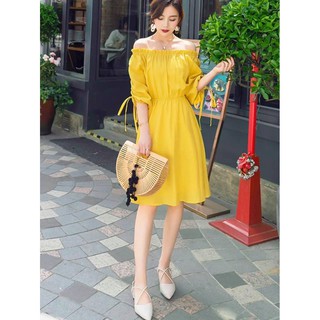 🌈Đầm trễ vai dây rút mặc 2 kiểu (kèm ảnh thật)