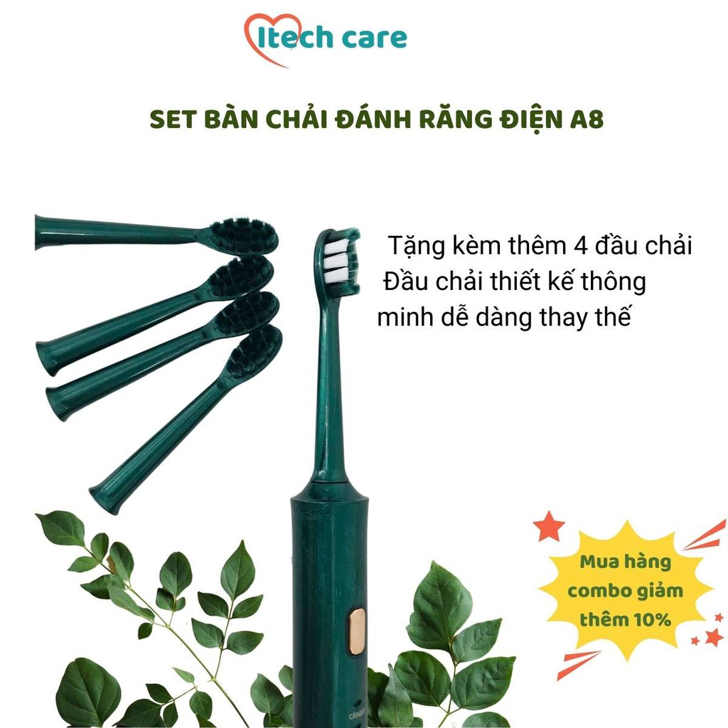 Bàn chải đánh răng điện tử Itech care máy đánh răng tự động lông mềm pin sạc dây cổng usb liền máy tiện lợi