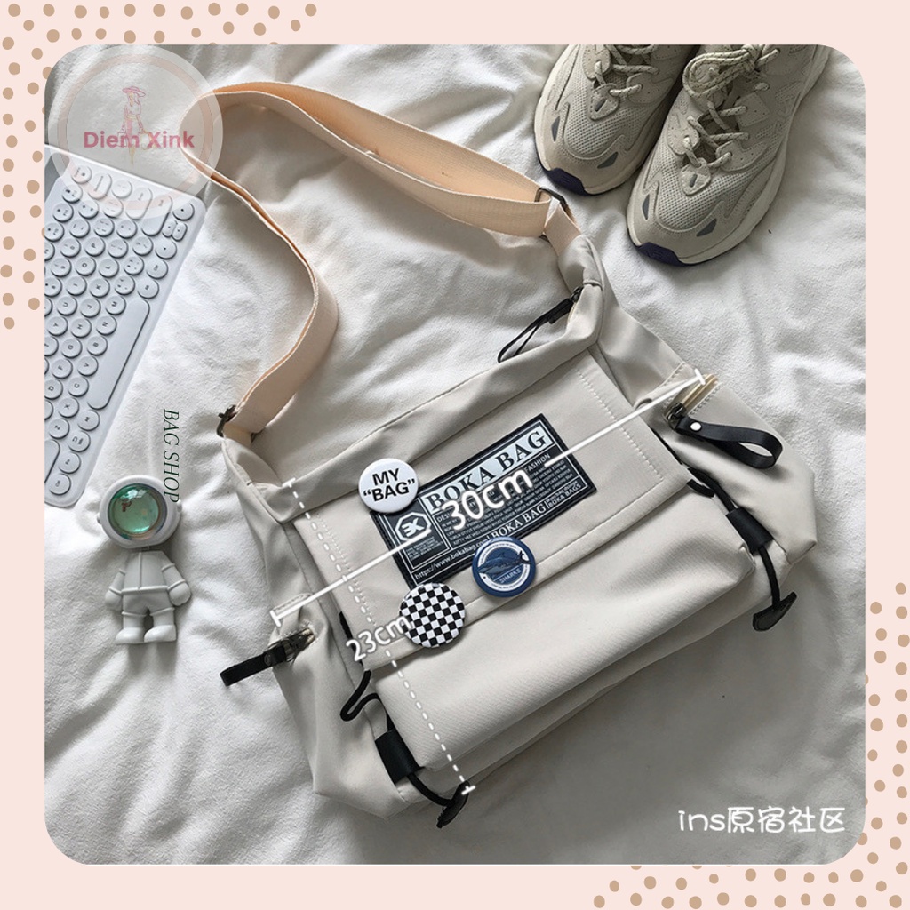 Túi Đeo Chéo Nam Nữ Vải CanVas Cỡ Lớn Nhiều Ngăn Phong Cách Ulzzang Đi Học Đi Làm- Diễm Store- T 91