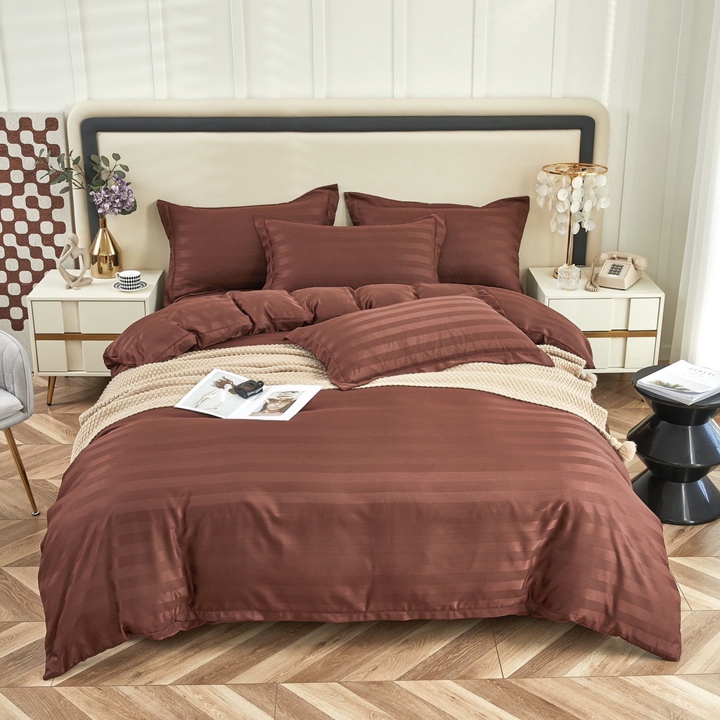 Bộ chăn ga gối khách sạn cotton 3f 4 món, Decor phòng, homstay nhiều màu hàng nhập khẩu
