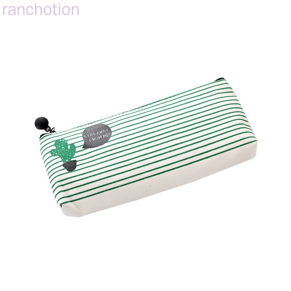 Túi vải canvas đựng bút in họa tiết cây xương rồng dễ thương tiện dụng