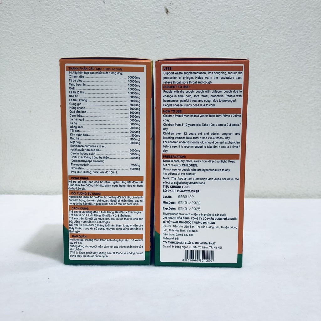 Combo 02 lọ - Siro Đông Trùng Bổ Phế Tỏi Đen Mật Ong Chanh Đào. Bổ Phế, Hạn Chế Ho, Giảm Tăng Tiết Đờm  - Chai 100ml
