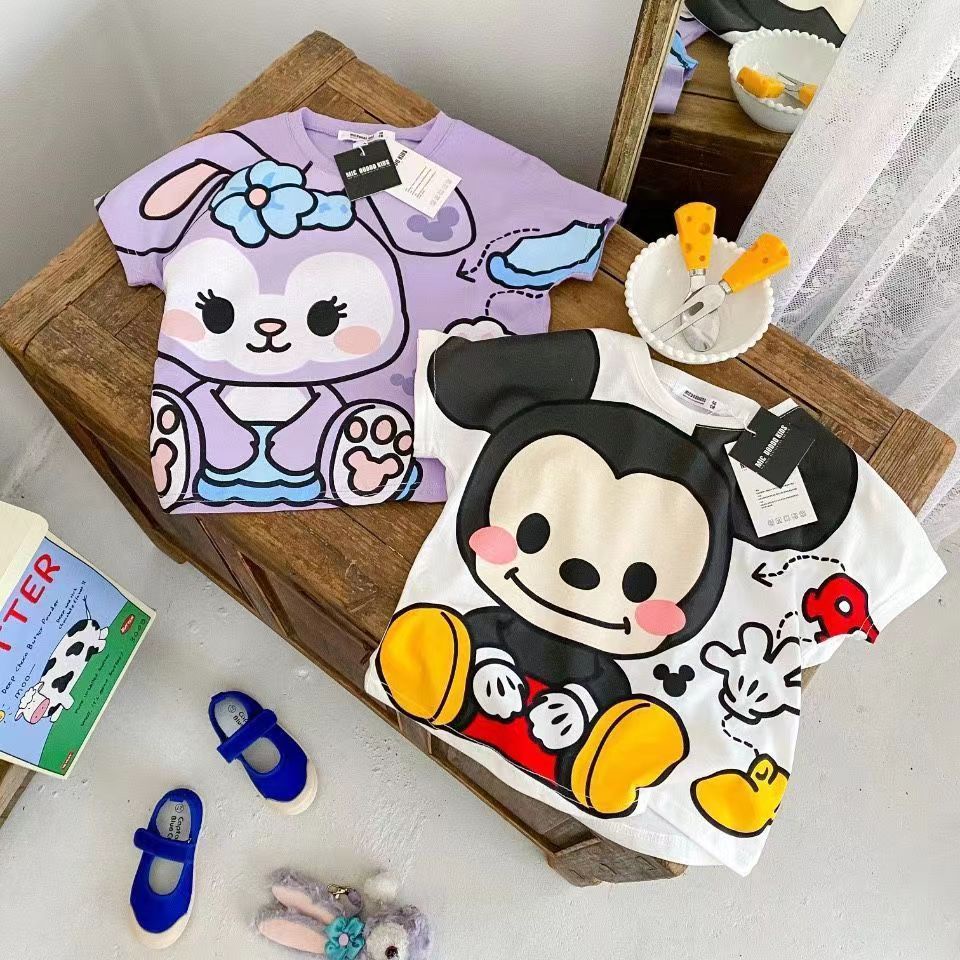Áo Thun Cộc Tay In Hình Chuột Mickey Cho Bé Từ 1-10 Tuổi