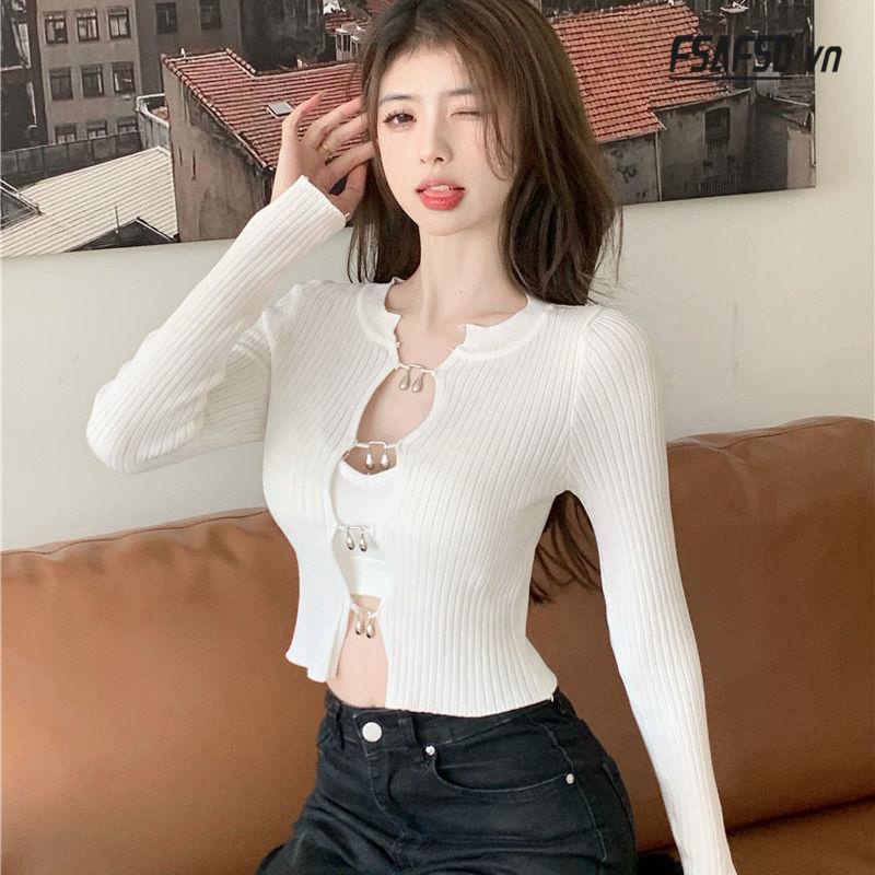 Áo Cardigan Dệt Kim Tay Dài Thiết Kế Ngọt Ngào Cho Phái Nữ