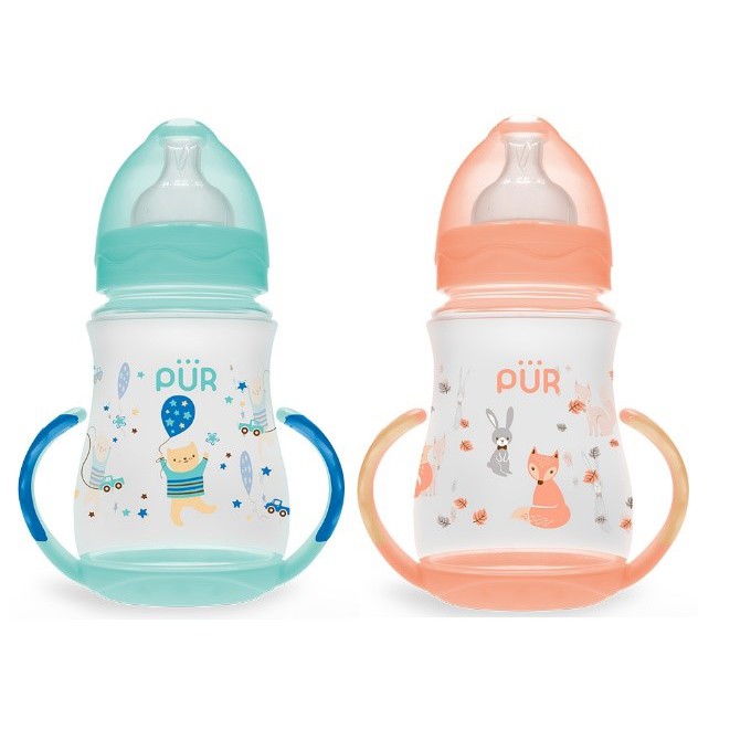 Bình sữa Pur cổ rộng có quai cầm ở dưới đáy 250ml (9023)