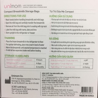 Túi trữ sữa Unimom Compact hộp 10 túi