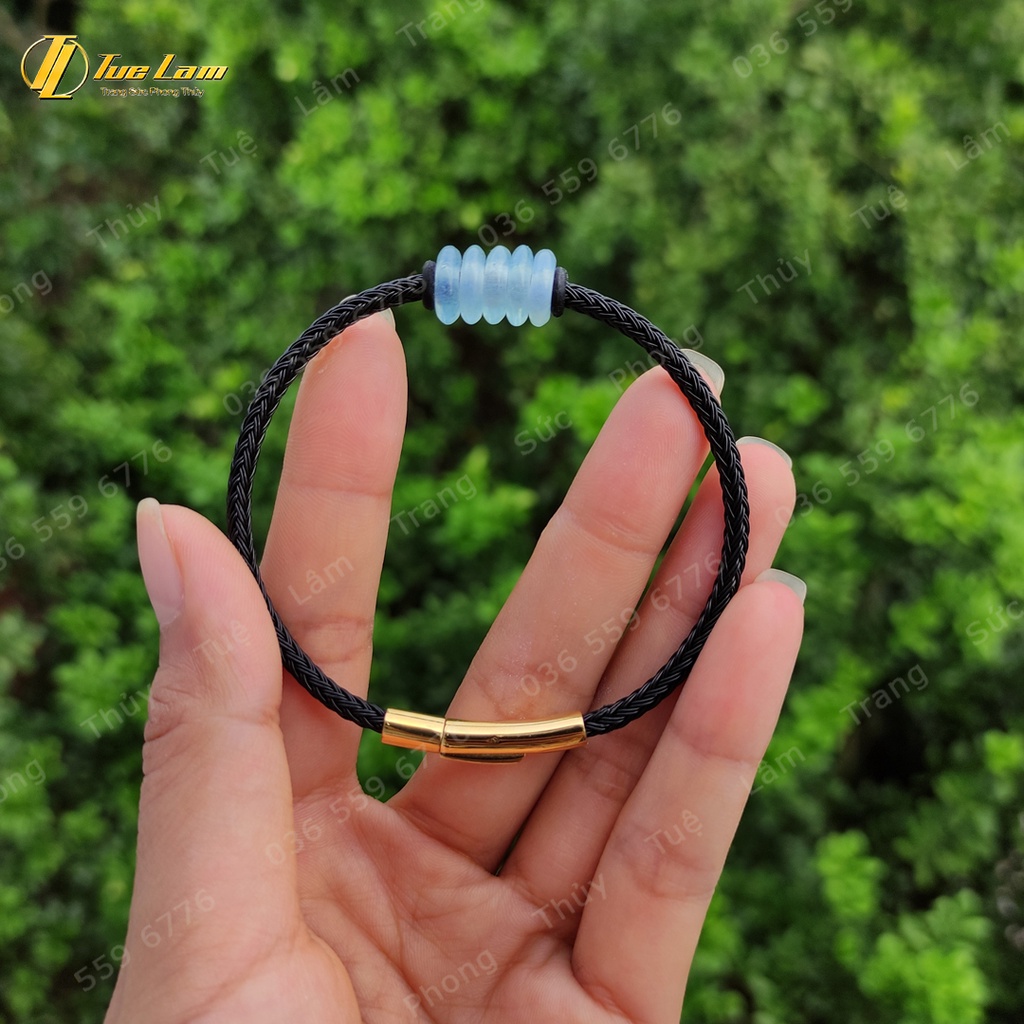 Vòng tay ngũ điếu aquamarine hợp mệnh thủy, mộc chiêu tài hút lộc - Tuệ Lâm