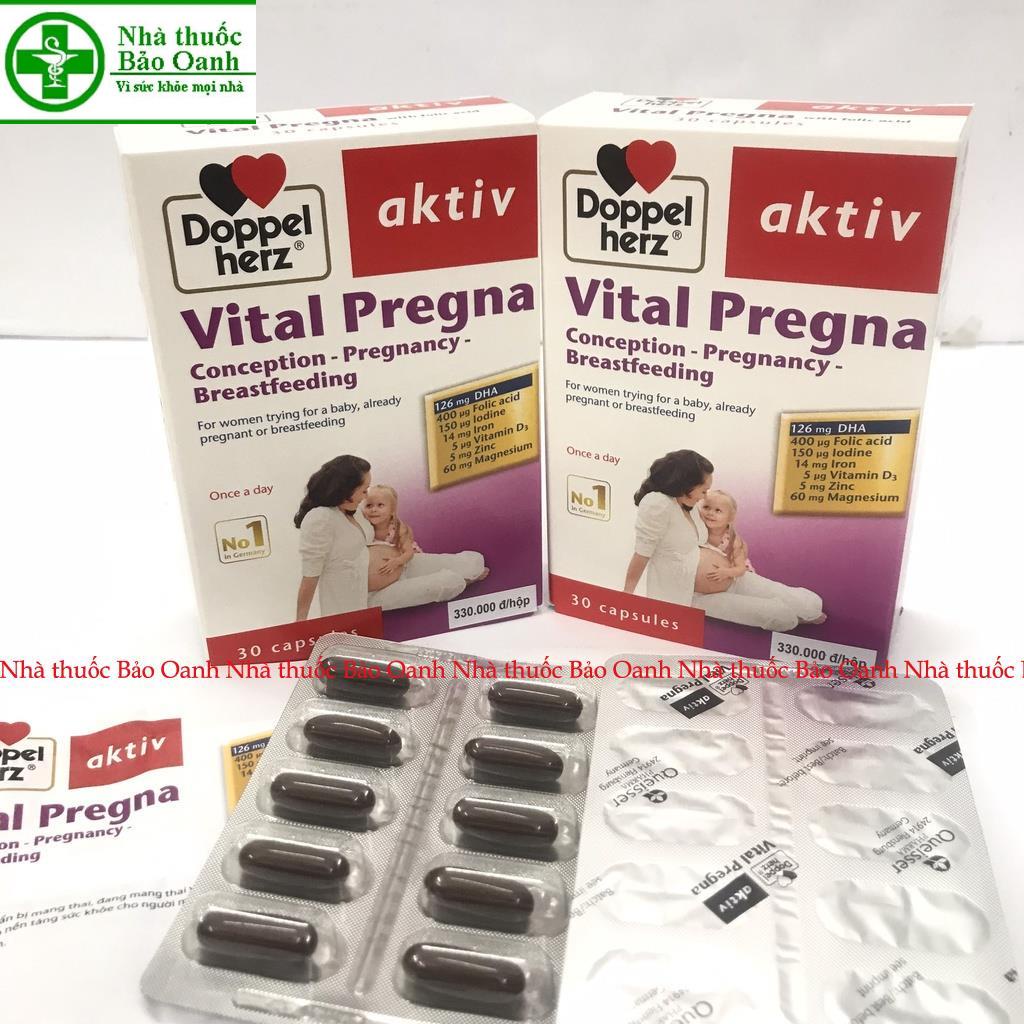 Vitamin cho bà bầu - Aktiv Vital Pregna, nhập khẩu từ Doppelherz Đức, trươc và sau sinh, Omega sắt, canxi, acid folic