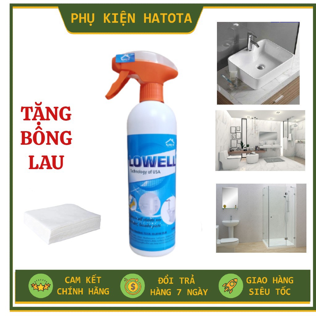 [Qùa tặng kèm]Dung dịch tẩy ố kính, nhà tắm, gạch men Lowell 550ml