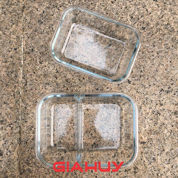 Bộ hộp cơm văn phòng thủy tinh chia ngăn Kèm túi giữ nhiệt, muỗng - Hộp đựng thức ăn chống tràn 1000ml - 680ml