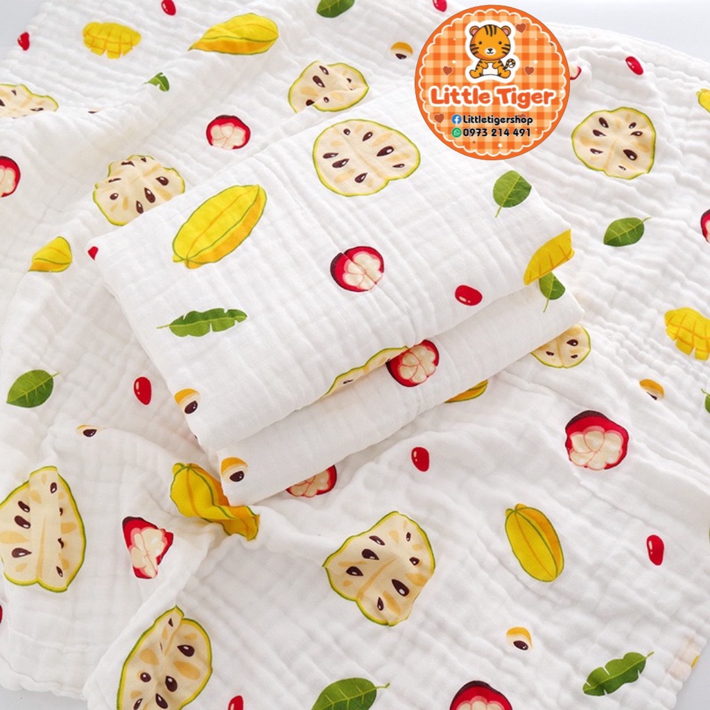 Khăn tắm 6 lớp cotton tinh khiết cao cấp cho bé hàng xuất khuẩ - Khăn tắm xô cho bé trai và bé gái Littletiger
