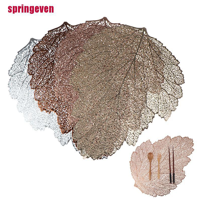 [springeven] Tấm Lót Bàn Ăn Bằng PVC Hình Chiếc Lá Khoét Lỗ Trang Trí Bàn Ăn
