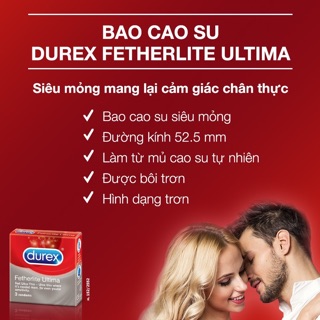 Combo 2 Hộp  Bao Cao Su SIÊU MỎNG Durex Fetherlite Ultima