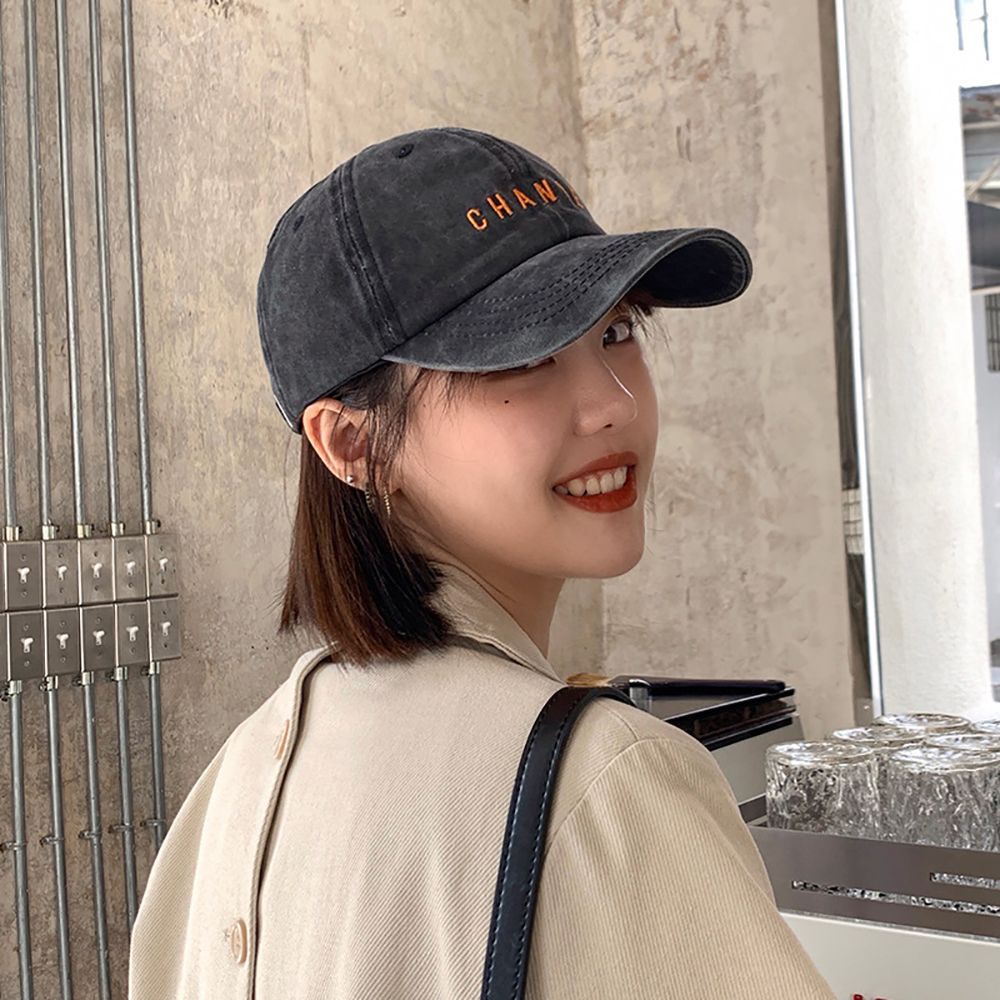 Mũ lưỡi trai cotton thêu chữ phong cách hip hop đơn giản có thể điều chỉnh nhiều màu sắc