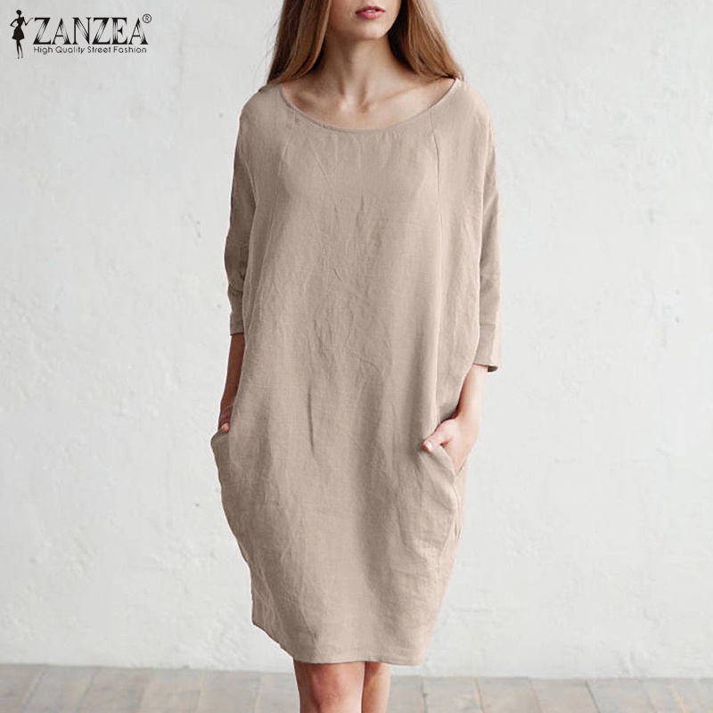 Đầm dài Zanzea tay lửng có túi bên phong cách cá tính