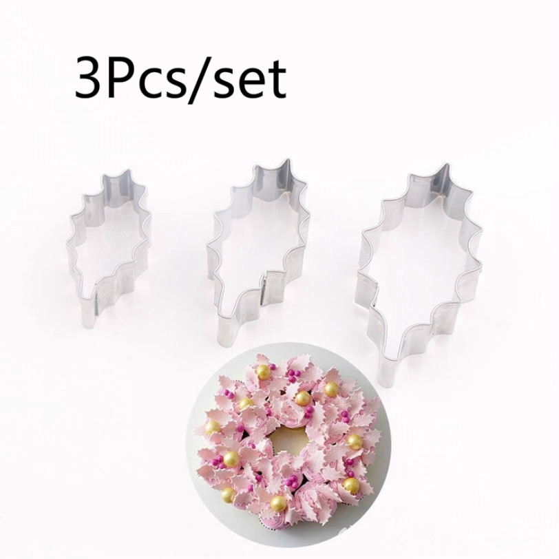 Bộ 3 khuôn inox cắt bánh kẹo hình chiếc lá trang trí bánh đám cưới