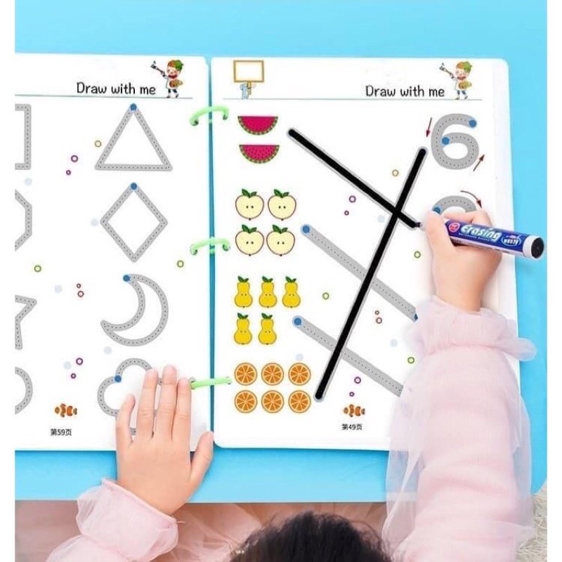 Học liệu sách tô nét,nối thông minh xoá được🌈Học liệu thông minh cho bé 64 trang