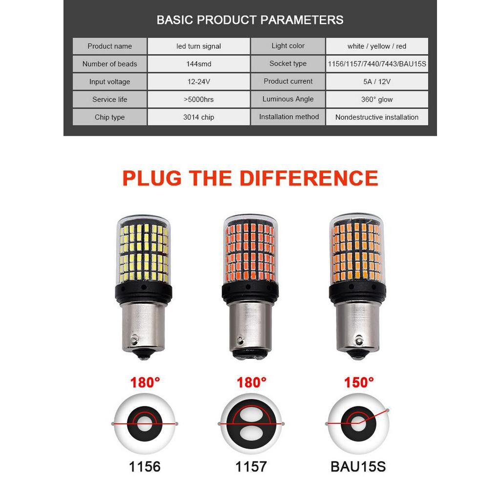 Bộ 2 Đèn led Tín Hiệu 3014 144smd Canbus S25 1156 P21W BA15S BAY15D BAU15S PY21W T20 led 7440 7443 W21W 1157