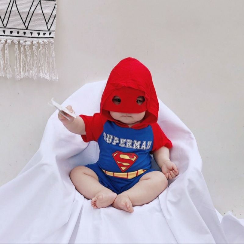 bộ bodysuit cotton cộc tay siêu anh hùng cho bé trai