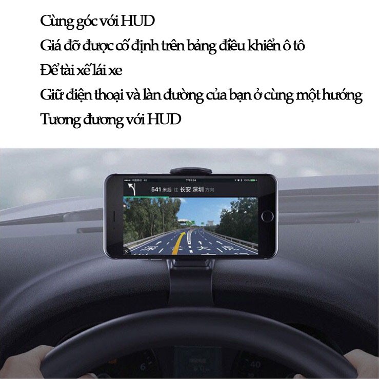 Giá đỡ điện thoại dẫn đường xe hơi HUD gắn bảng điều khiển trung tâm xoay 360 độ thông dụng