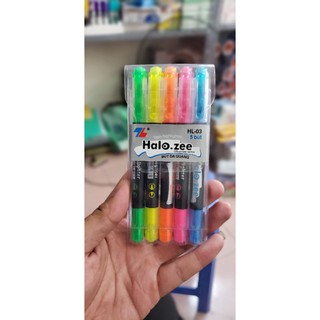 Vỉ 5 bút nhớ dòng dạ quang 2 đầu các màu