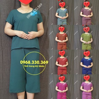 Đồ bộ đũi trung niên lửng ống rộng nhiều màu đẹp