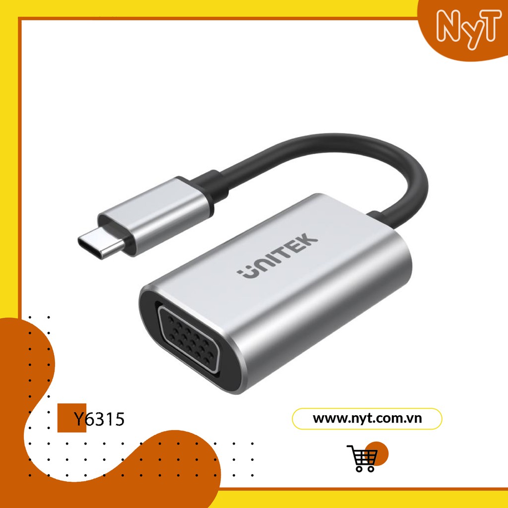 Cáp Chuyển USB Type-C Ra VGA Cao Cấp | Unitek Chính Hãng | Y6315 (0.2m)