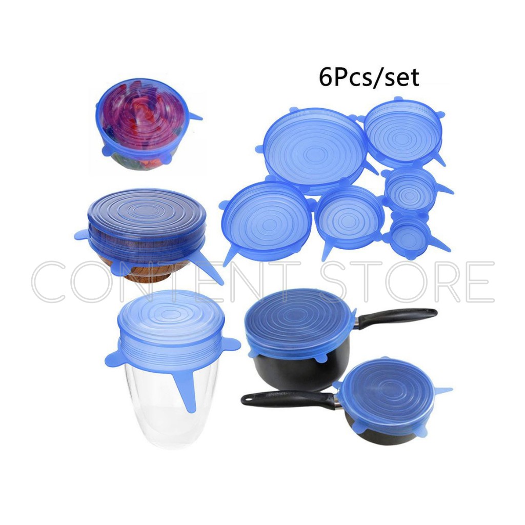 Bộ 6 Nắp Bọc Thực Phẩm Chất Liệu Silicone Siêu Dai