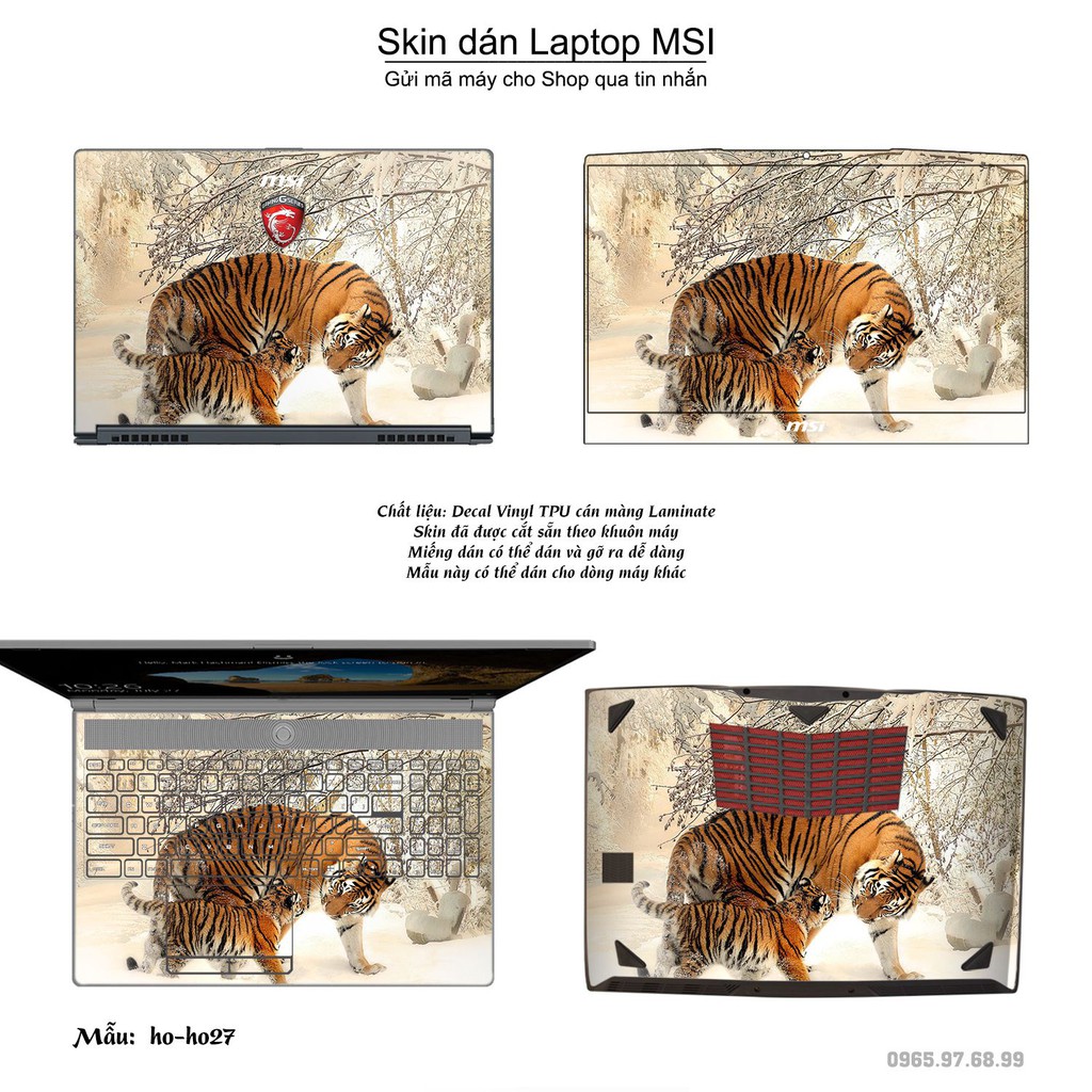 Skin dán Laptop MSI in hình Con hổ (inbox mã máy cho Shop)